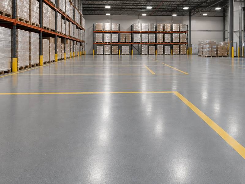 Epoxy floor in a bulk storage warehouse in Strathcona County